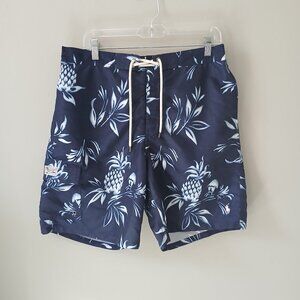 Polo Ralph Lauren Men's Swim Trunks Shorts Blue Size L Drawstring Logo Pineapple